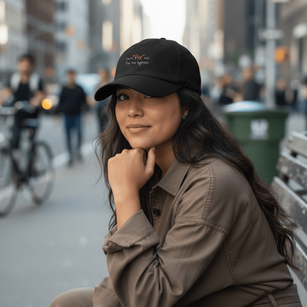 No Shit Shirts - Basecap (Text only): Don’t “fix” me. Fix the system. - Basecap - basic