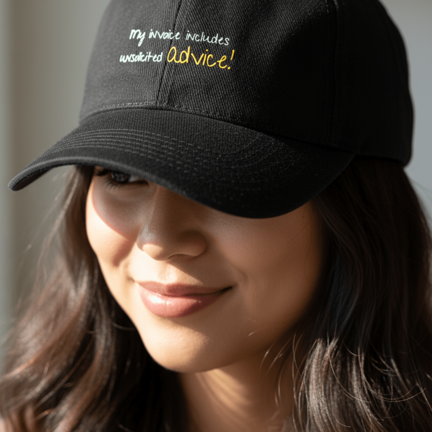 No Shit Shirts - Basecap (Text only): My invoice includes unsolicited advice. - Basecap - basic