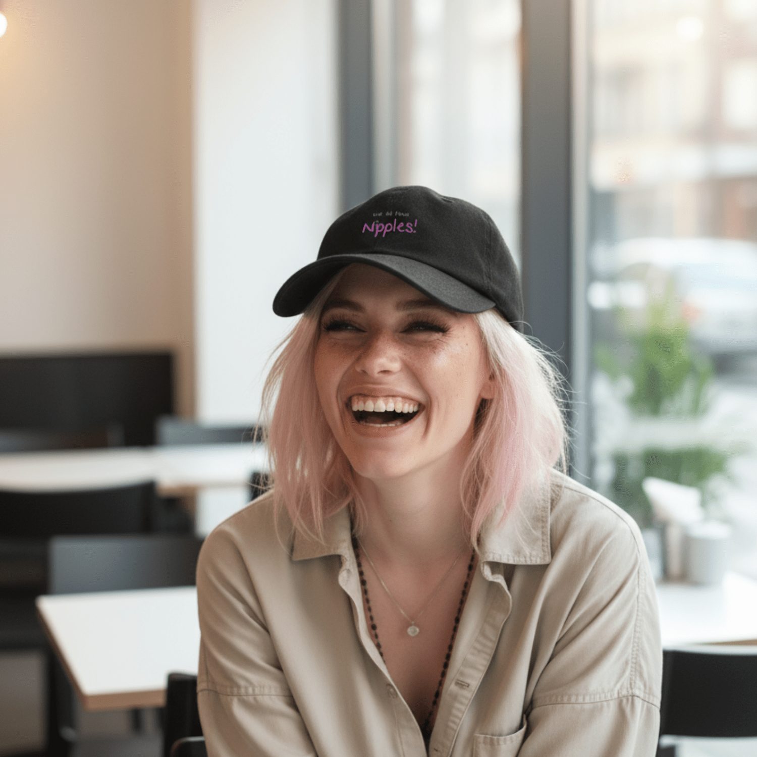 No Shit Shirts - Basecap (Text only): We all have nipples! - Basecap - basic