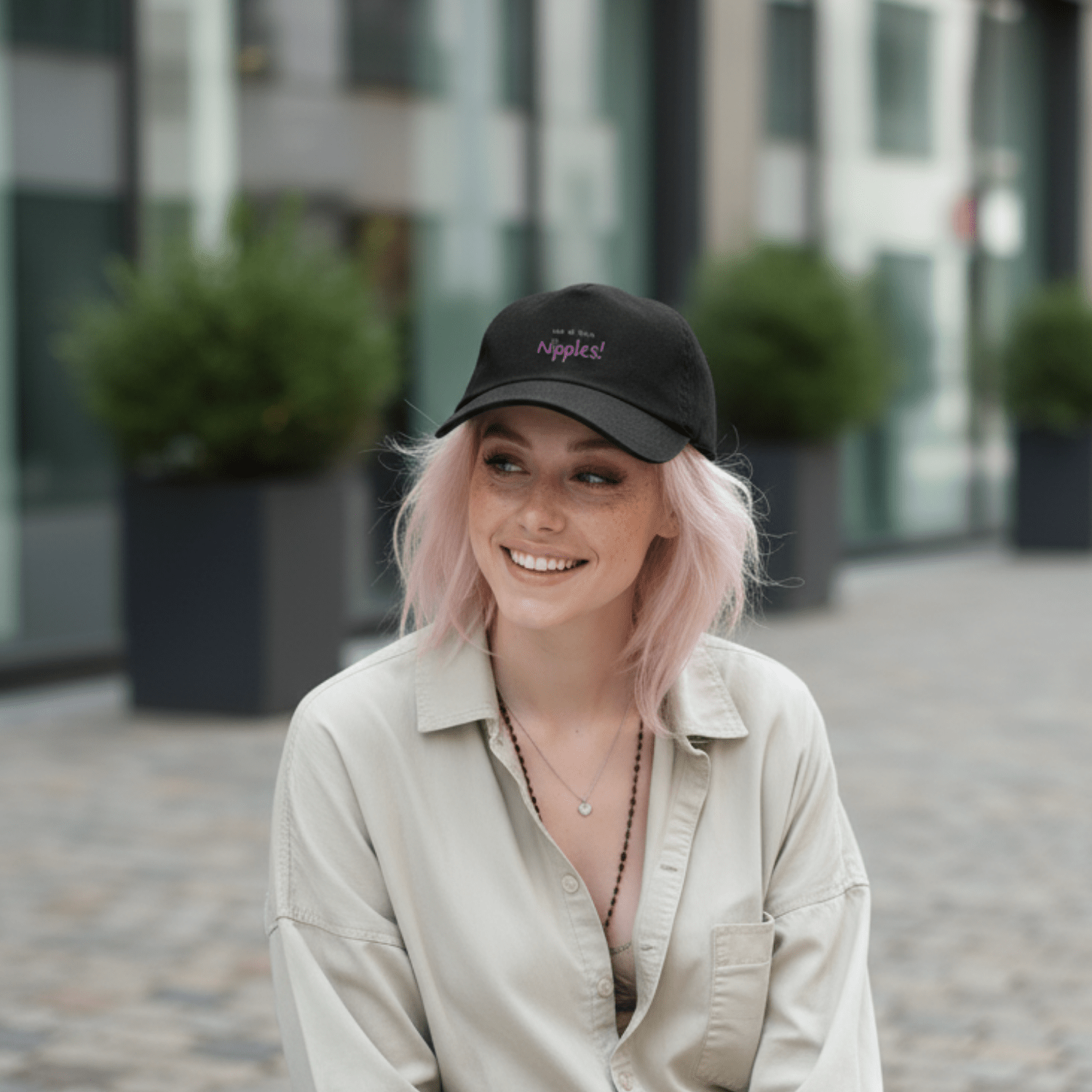 No Shit Shirts - Basecap (Text only): We all have nipples! - Basecap - basic