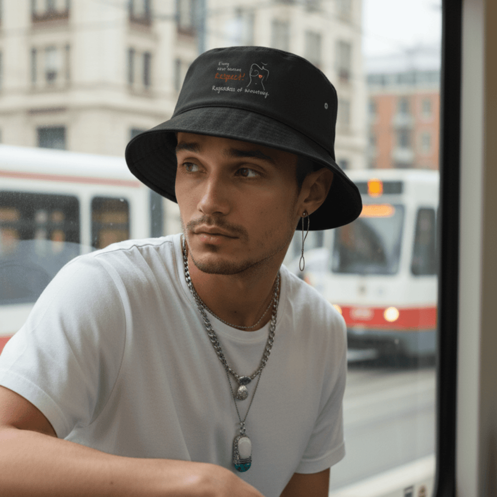 No Shit Shirts - Bucket Hat: Every chest deserves respect. Regardless of inventory. - Body & Autonomy & Sexism - basic