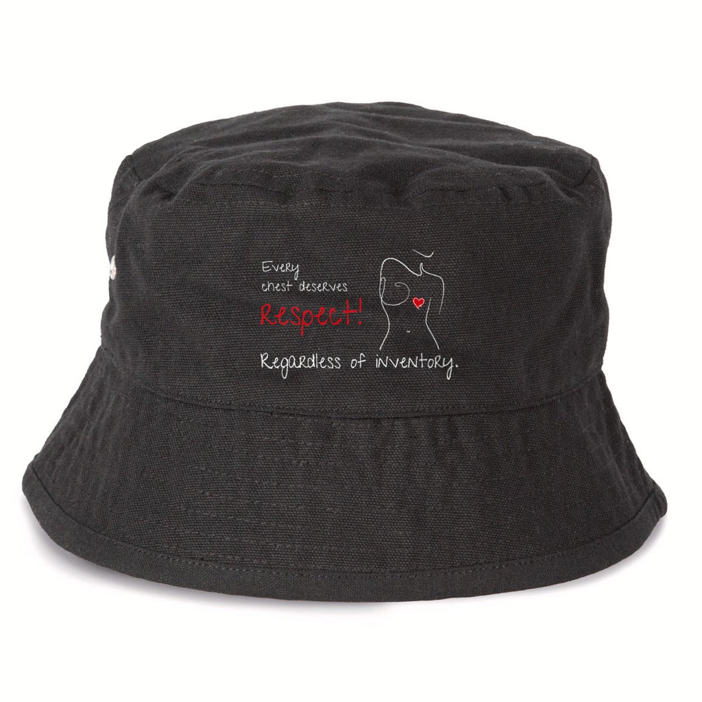 No Shit Shirts - Bucket Hat: Every chest deserves respect. Regardless of inventory. - Body & Autonomy & Sexism - basic