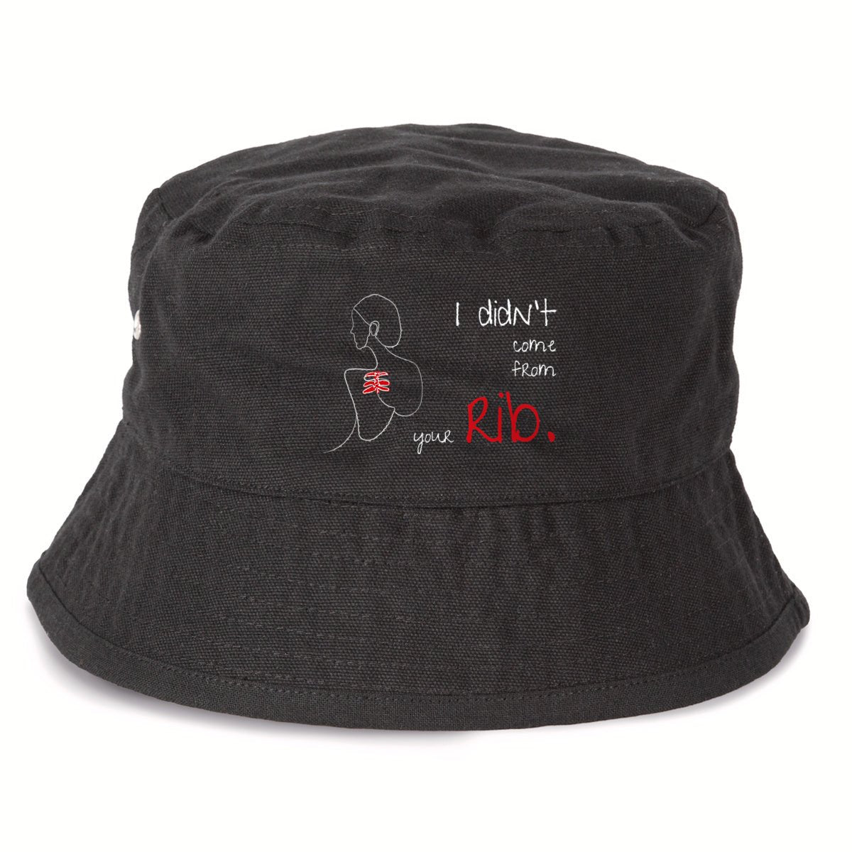 No Shit Shirts - Bucket Hat: I didn’t come from your rib. - Body & Autonomy & Sexism - basic