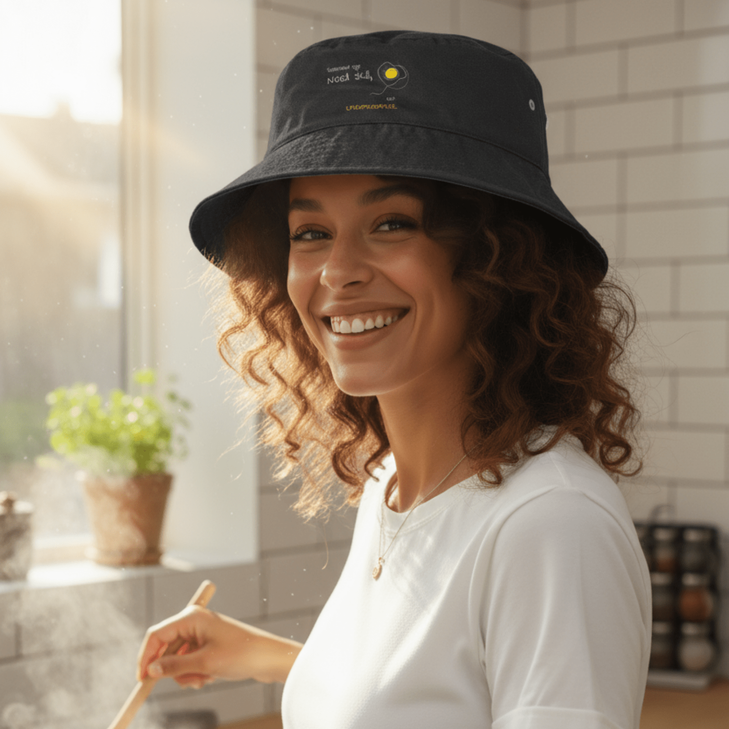 No Shit Shirts - Bucket Hat: Scrambled eggs need skill, not chromosomes. - Bucket Hat - basic