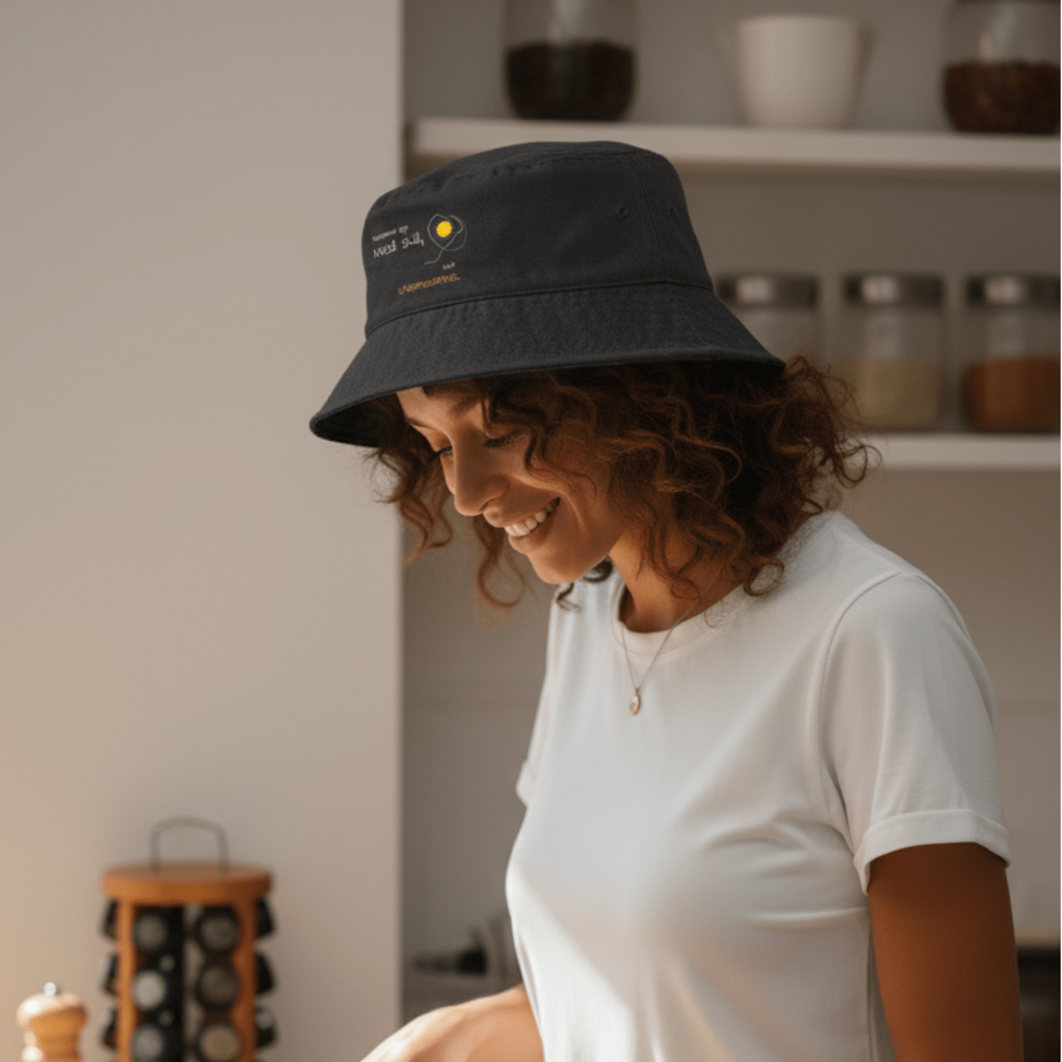 No Shit Shirts - Bucket Hat: Scrambled eggs need skill, not chromosomes. - Bucket Hat - basic