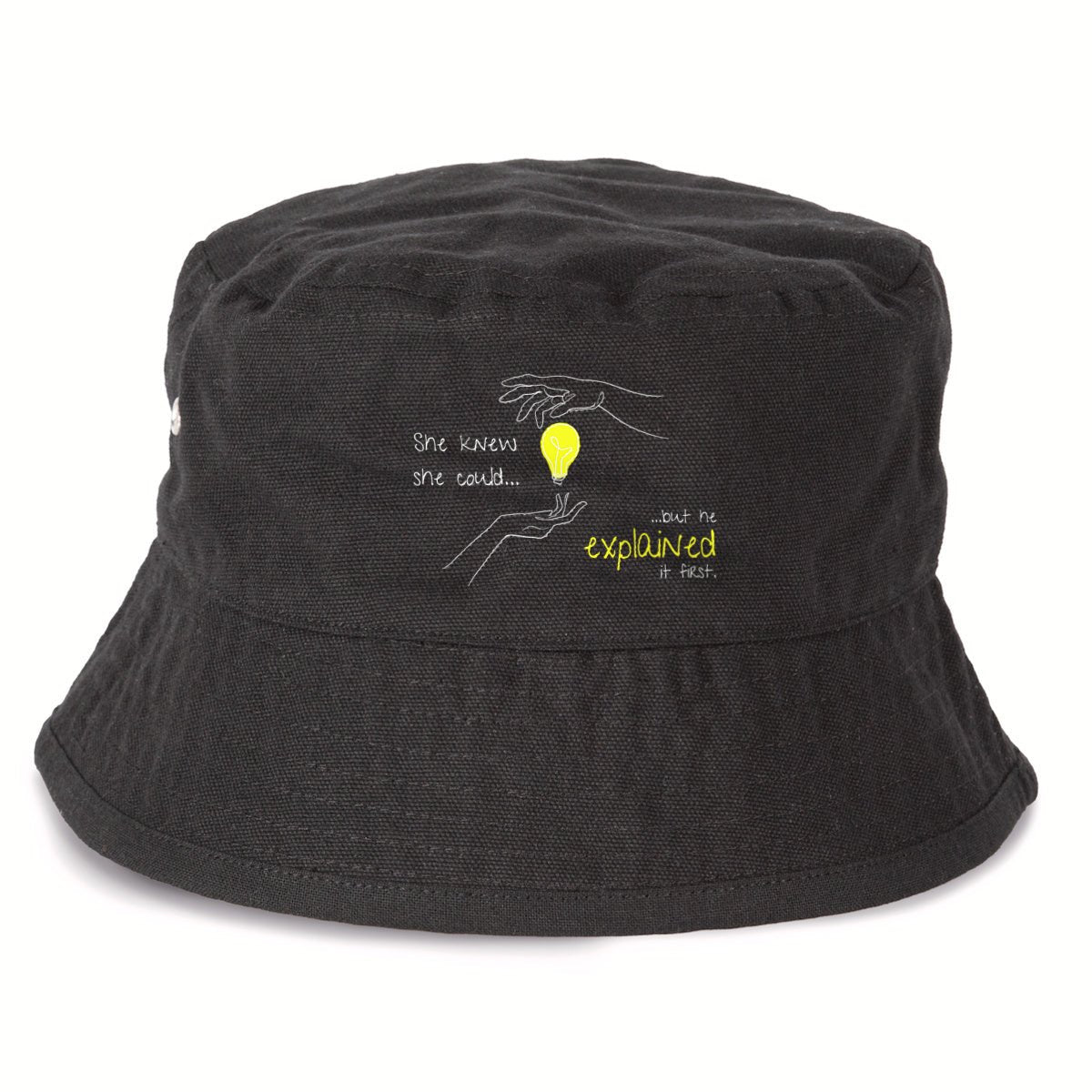 No Shit Shirts - Bucket Hat: She knew she could, but he explained it first. - Bucket Hat - basic