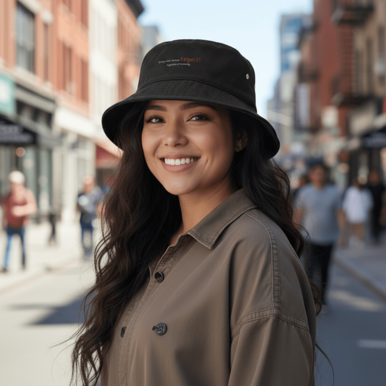 No Shit Shirts - Bucket Hat (Text only): Every chest deserves respect. Regardless of inventory. - Body & Autonomy & Sexism - basic