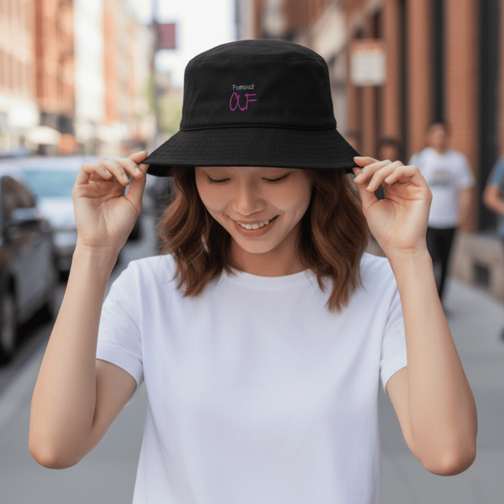 No Shit Shirts - Bucket Hat (Text only): Feminist AF - Bucket Hat - basic