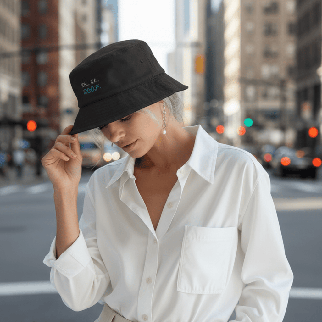 No Shit Shirts - Bucket Hat (Text only): IDK. IDC. IDGAF. - Bucket Hat - basic