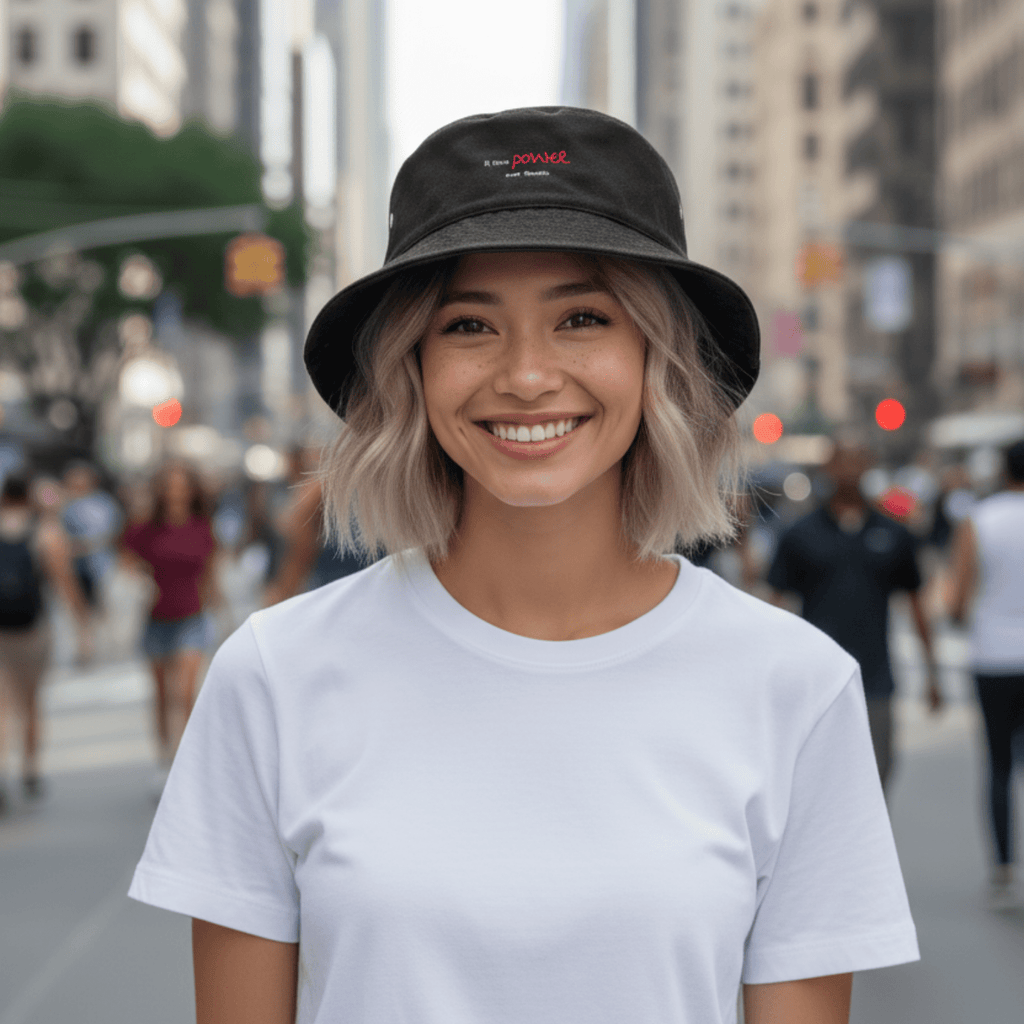 No Shit Shirts - Bucket Hat (Text only): I’ll take power over flowers - Bucket Hat - basic