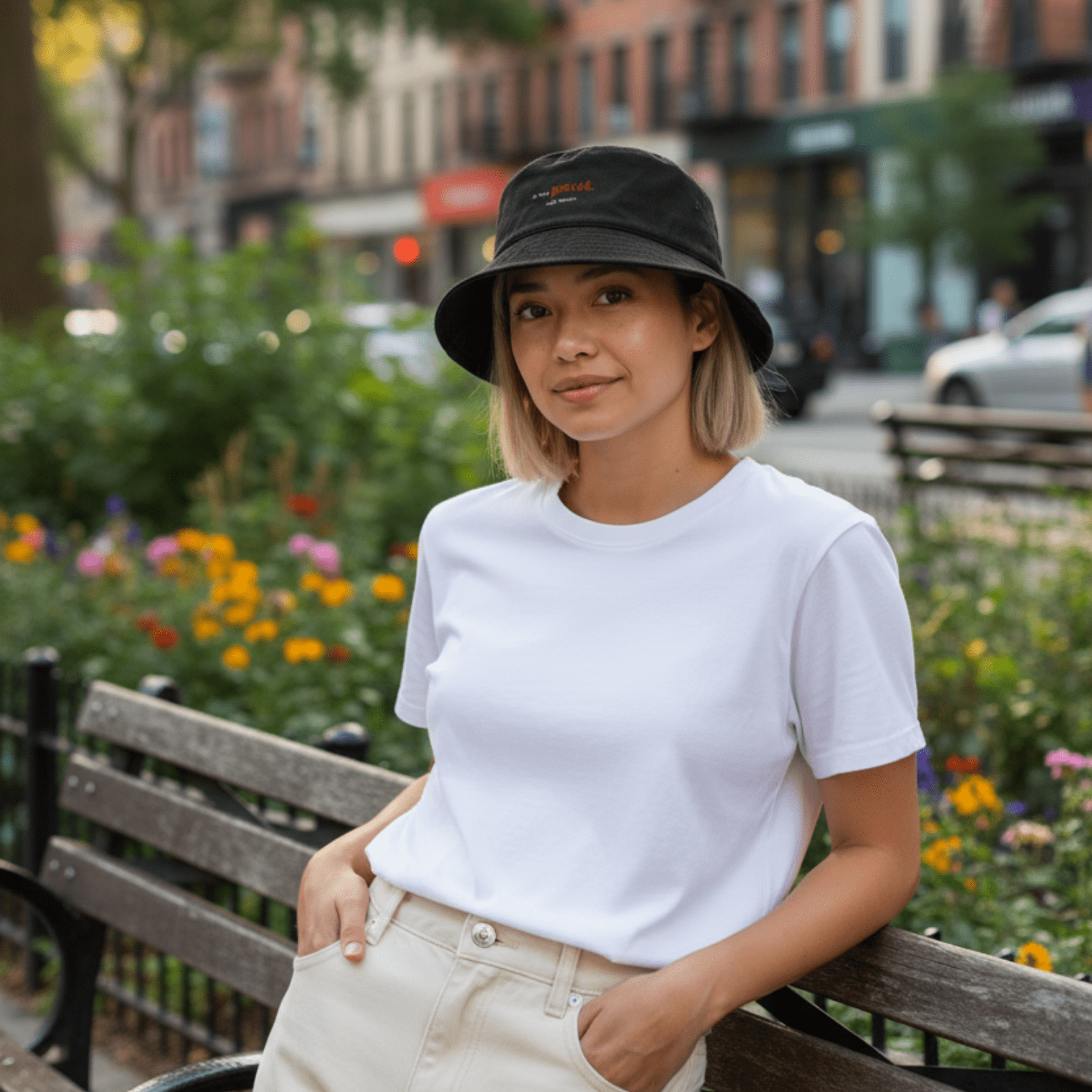 No Shit Shirts - Bucket Hat (Text only): I’ll take power over flowers - Bucket Hat - basic