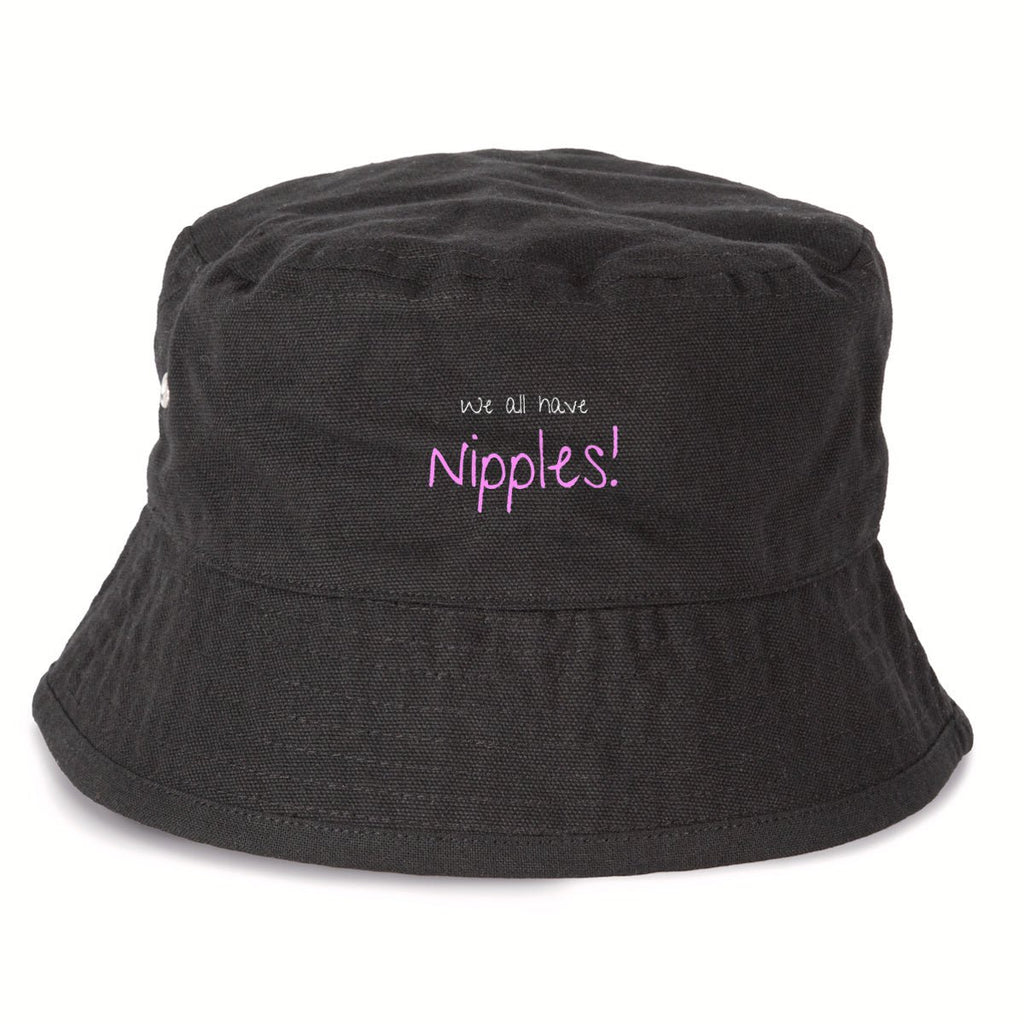 No Shit Shirts - Bucket Hat (Text only): We all have nipples! - Body & Autonomy & Sexism - basic