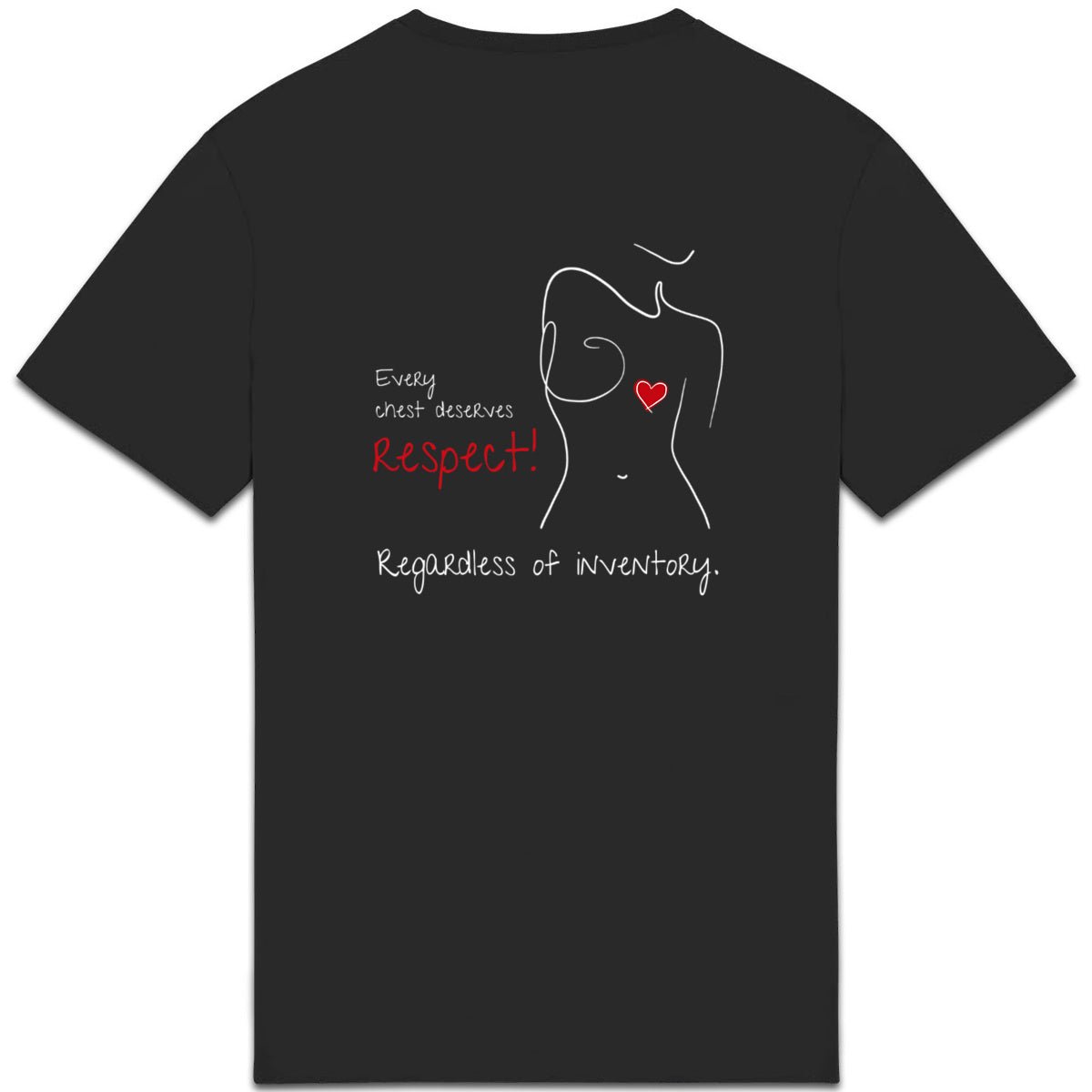 No Shit Shirts - Casual T-Shirt (Backprint): Every chest deserves respect. Regardless of inventory. - Body & Autonomy & Sexism - basic