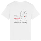 No Shit Shirts - Casual T-Shirt (Backprint): Every chest deserves respect. Regardless of inventory. - Body & Autonomy & Sexism - basic