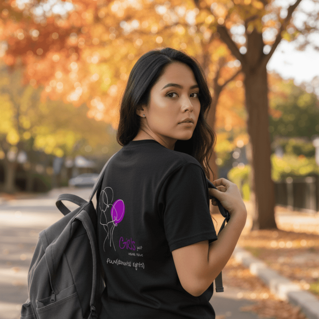 No Shit Shirts - Casual T-Shirt (Backprint): Girls just wanna have fun(damental rights) - Casual T-Shirts - basic