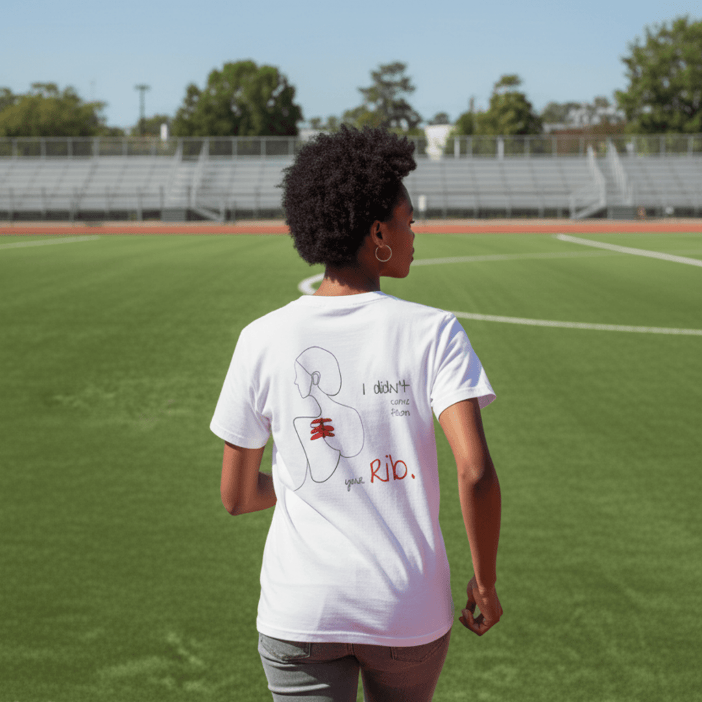 No Shit Shirts - Casual T-Shirt (Backprint): I didn’t come from your rib. - Body & Autonomy & Sexism - basic