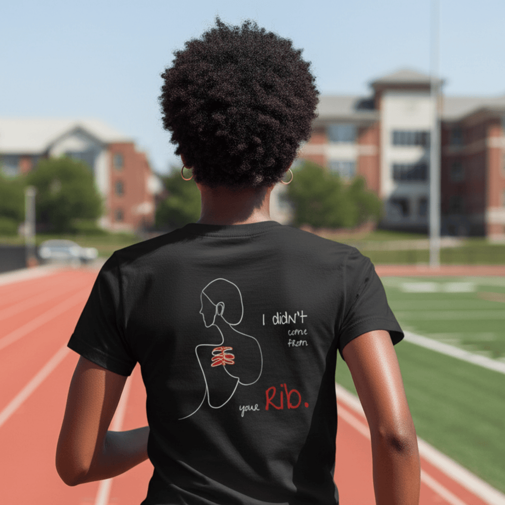 No Shit Shirts - Casual T-Shirt (Backprint): I didn’t come from your rib. - Body & Autonomy & Sexism - basic