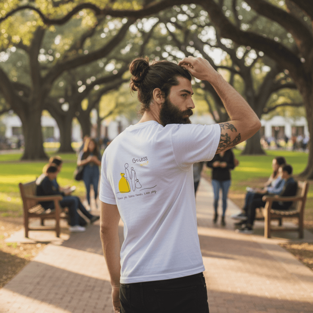 No Shit Shirts - Casual T-Shirt (Backprint): Same job. Same hours. Less pay. Guess who? - Casual T-Shirts - basic