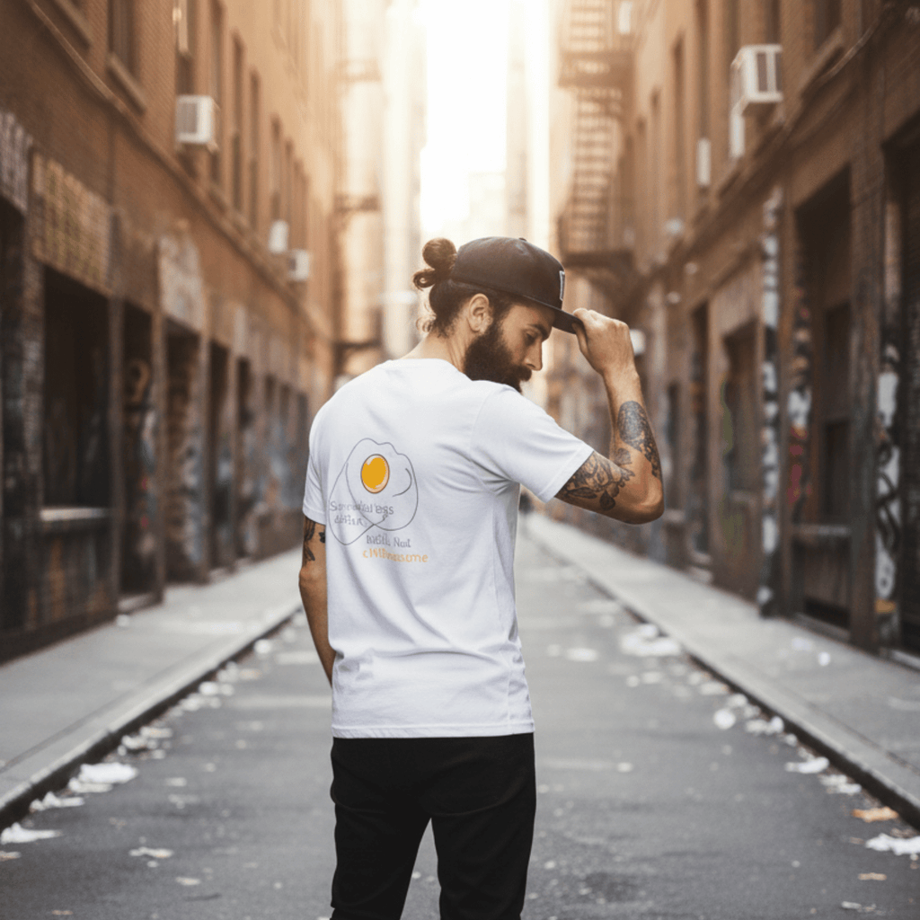 No Shit Shirts - Casual T-Shirt (Backprint): Scrambled eggs need skill, not chromosomes. - Casual T-Shirts - basic