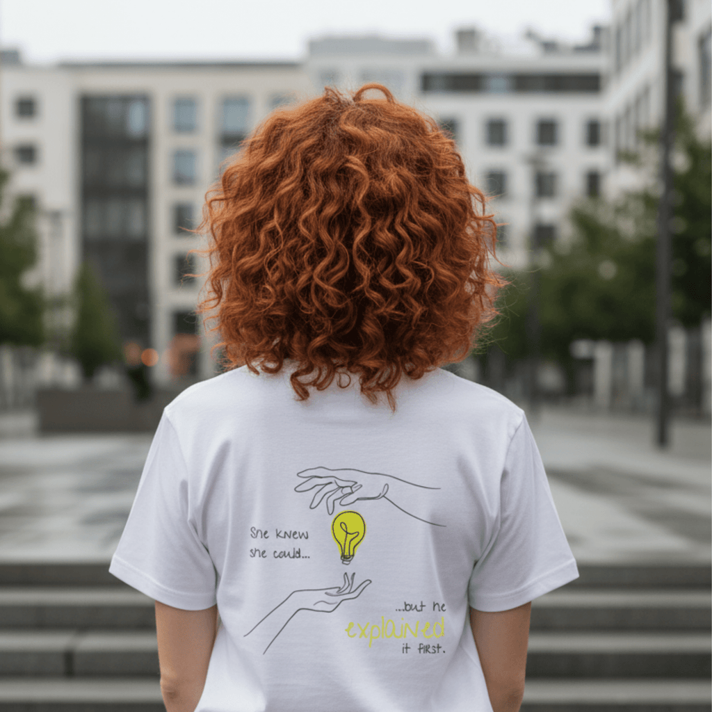 No Shit Shirts - Casual T-Shirt (Backprint): She knew she could, but he explained it first. - Casual T-Shirts - basic