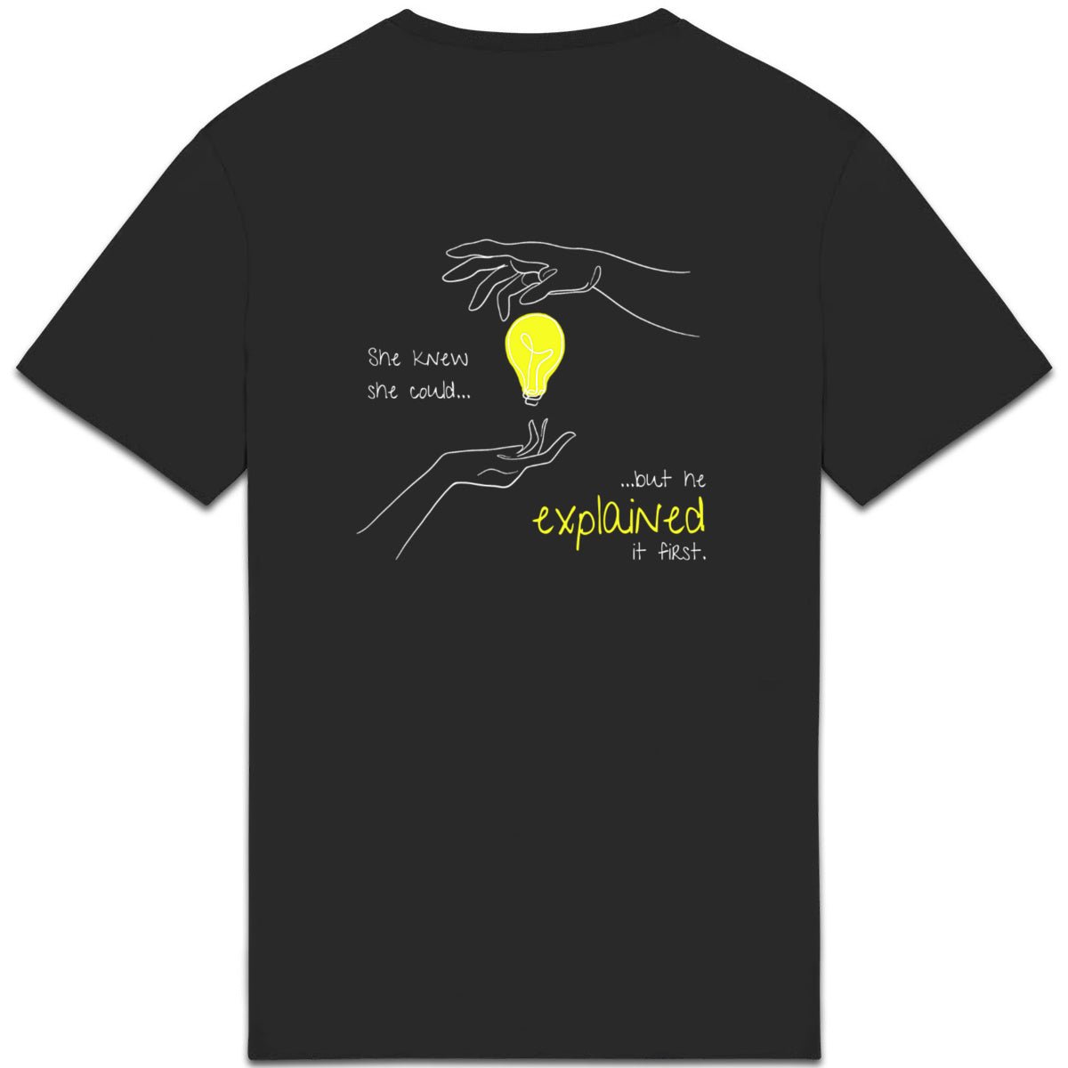 No Shit Shirts - Casual T-Shirt (Backprint): She knew she could, but he explained it first. - Casual T-Shirts - basic