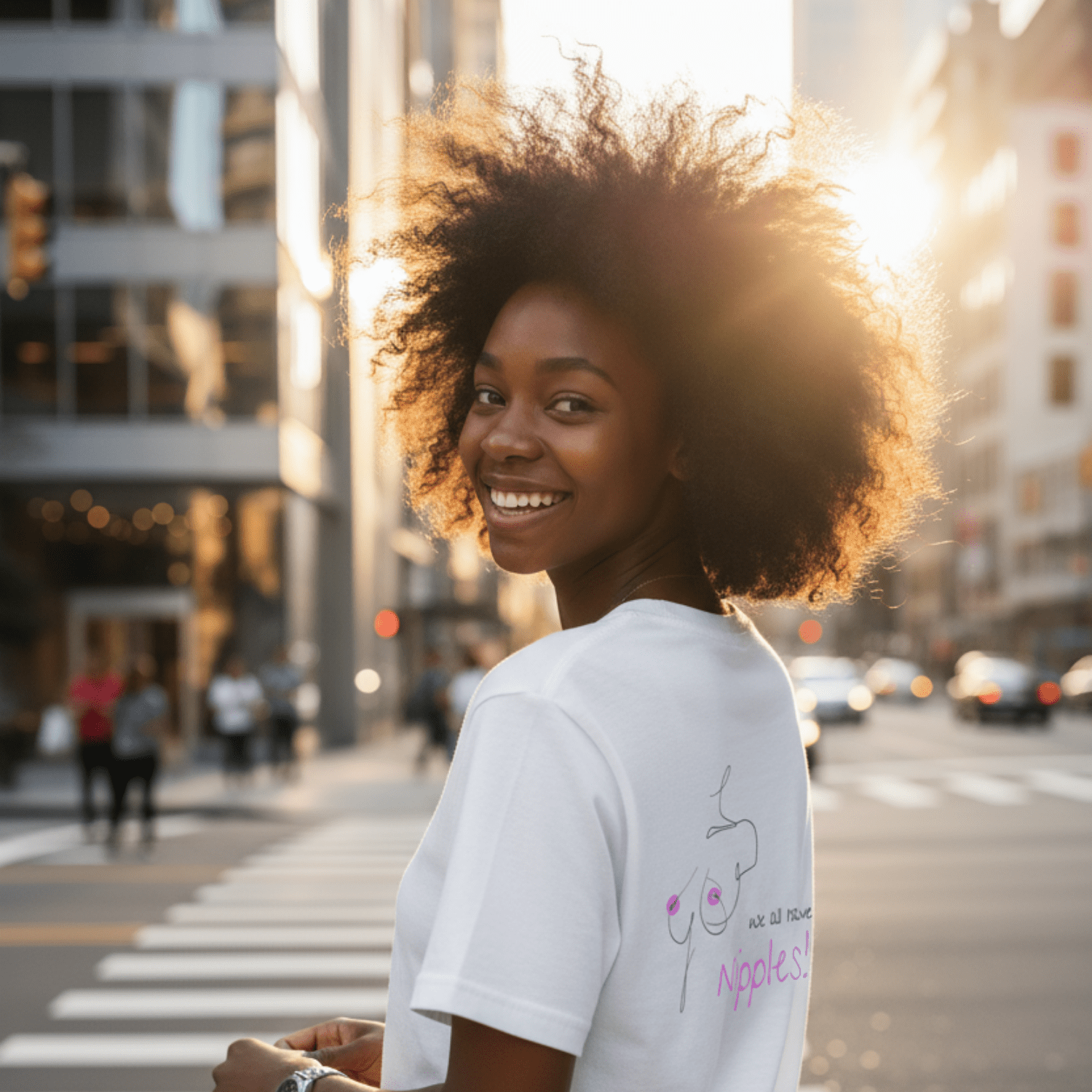 No Shit Shirts - Casual T-Shirt (Backprint): We all have nipples! - Body & Autonomy & Sexism - basic