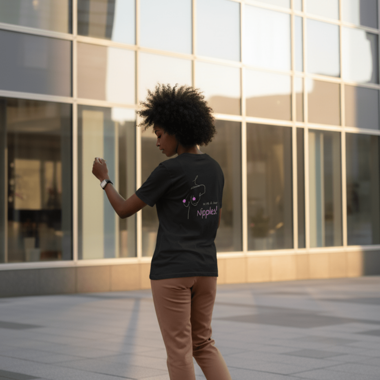 No Shit Shirts - Casual T-Shirt (Backprint): We all have nipples! - Body & Autonomy & Sexism - basic