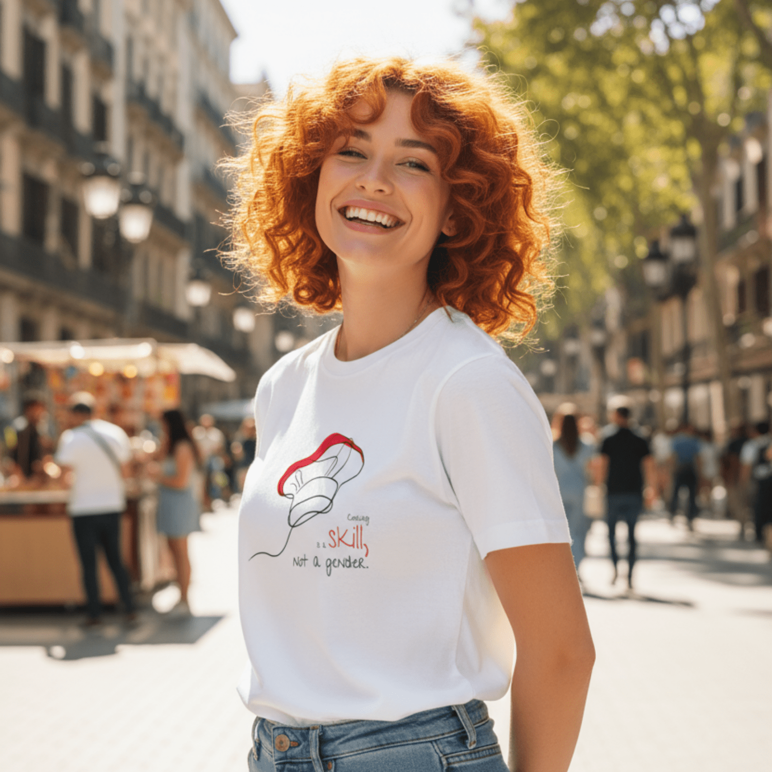 No Shit Shirts - Casual T-Shirt (Frontprint Large): Cooking is a skill, not a gender. - Casual T-Shirts - basic