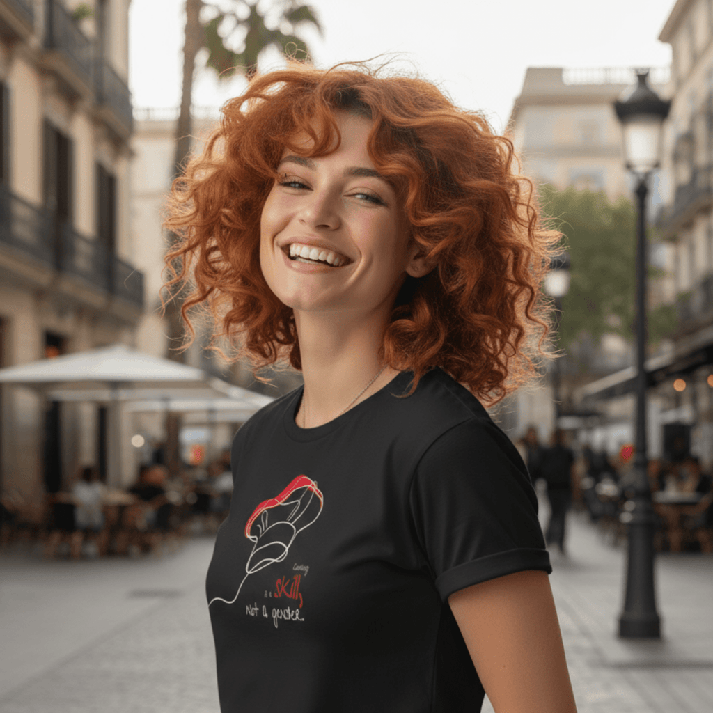 No Shit Shirts - Casual T-Shirt (Frontprint Large): Cooking is a skill, not a gender. - Casual T-Shirts - basic