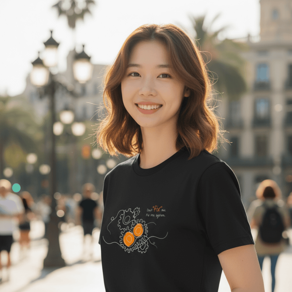 No Shit Shirts - Casual T-Shirt (Frontprint Large): Don’t “fix” me. Fix the system. - Casual T-Shirts - basic