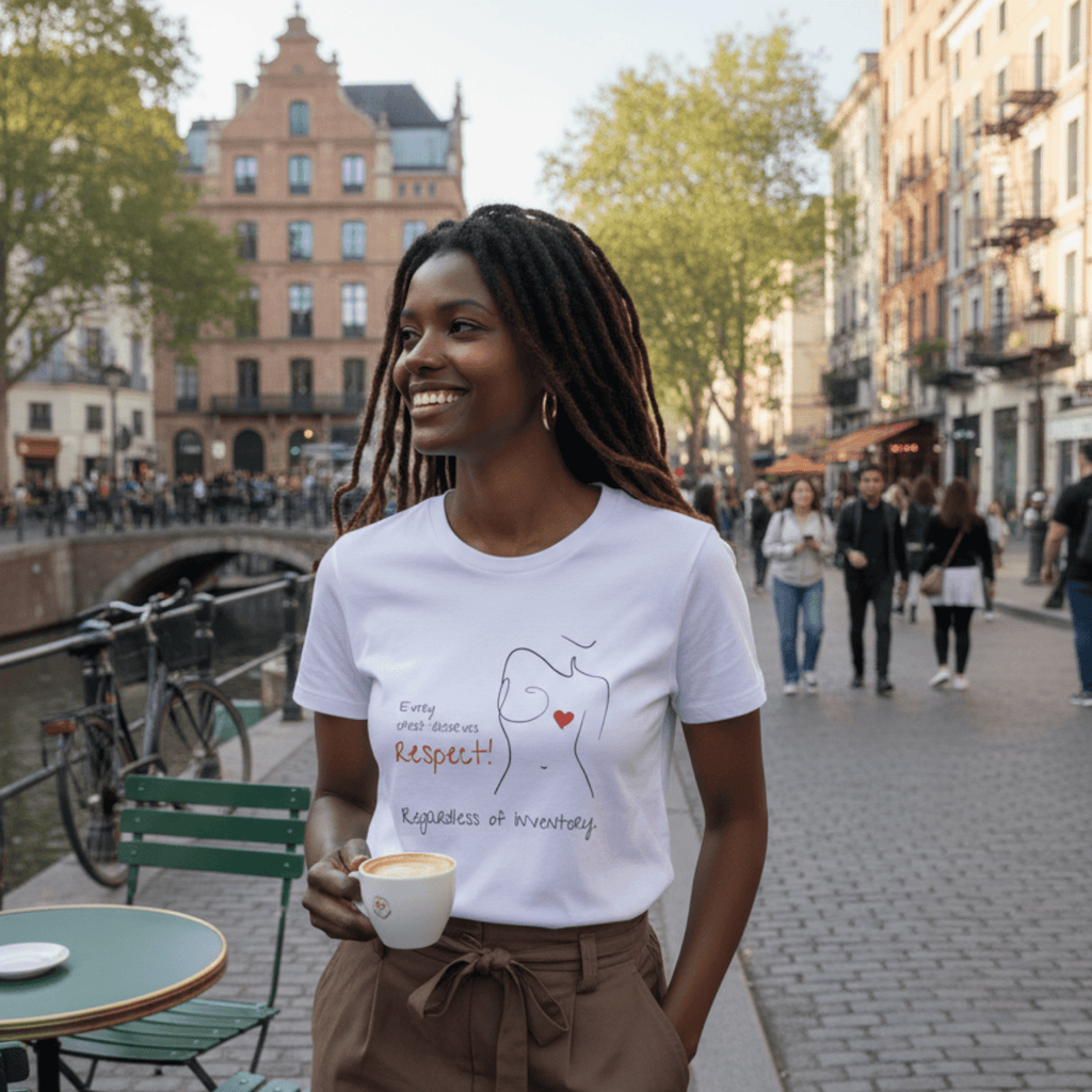 No Shit Shirts - Casual T-Shirt (Frontprint Large): Every chest deserves respect. Regardless of inventory. - Body & Autonomy & Sexism - basic