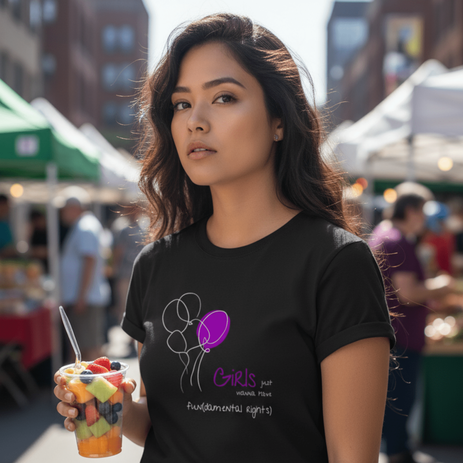 No Shit Shirts - Casual T-Shirt (Frontprint Large): Girls just wanna have fun(damental rights) - Casual T-Shirts - basic