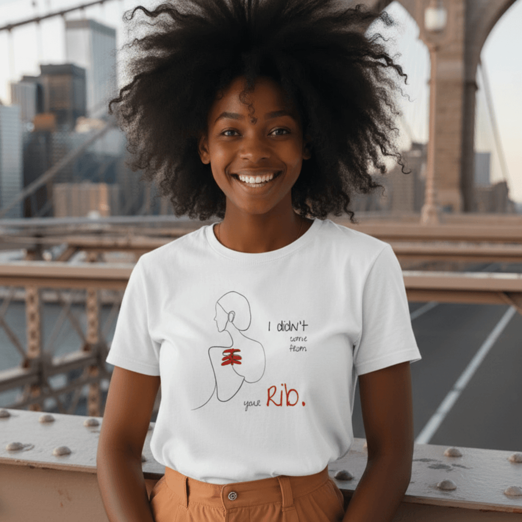 No Shit Shirts - Casual T-Shirt (Frontprint Large): I didn’t come from your rib. - Body & Autonomy & Sexism - basic