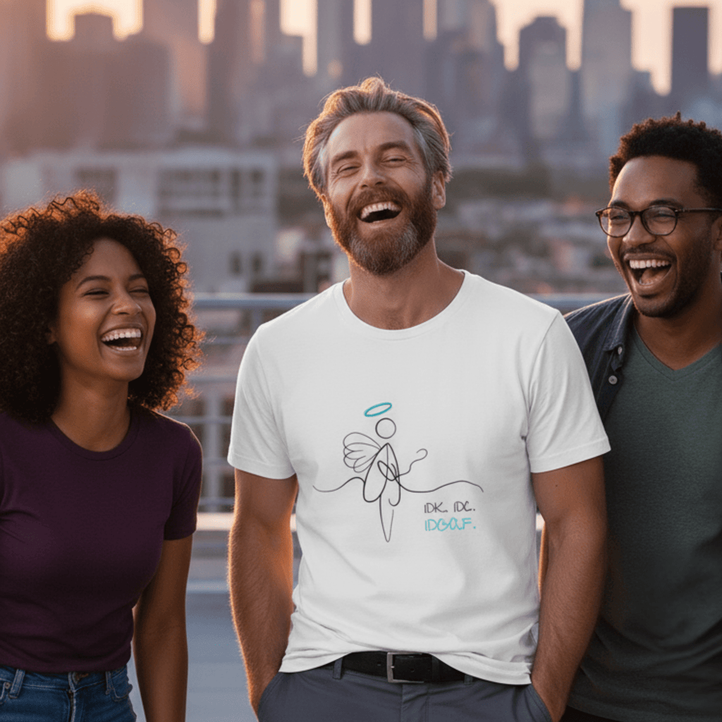 No Shit Shirts - Casual T-Shirt (Frontprint Large): IDK. IDC. IDGAF. - Casual T-Shirts - basic