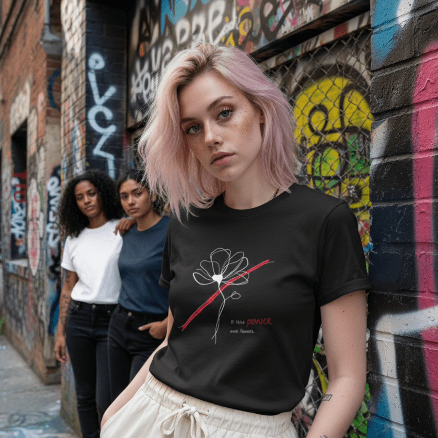 No Shit Shirts - Casual T-Shirt (Frontprint Large): I’ll take power over flowers - Casual T-Shirts - basic