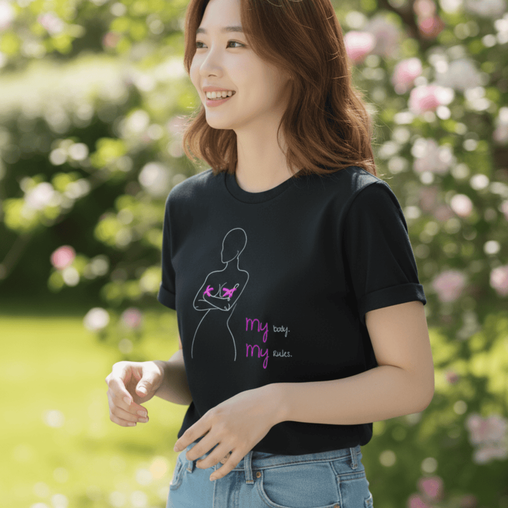 No Shit Shirts - Casual T-Shirt (Frontprint Large): My Body, My Rules - Body & Autonomy & Sexism - basic