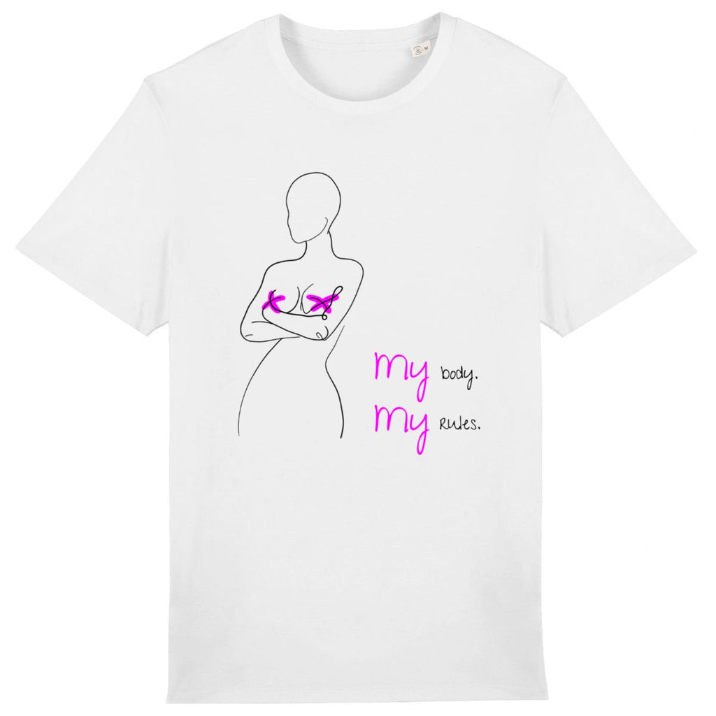 No Shit Shirts - Casual T-Shirt (Frontprint Large): My Body, My Rules - Body & Autonomy & Sexism - basic