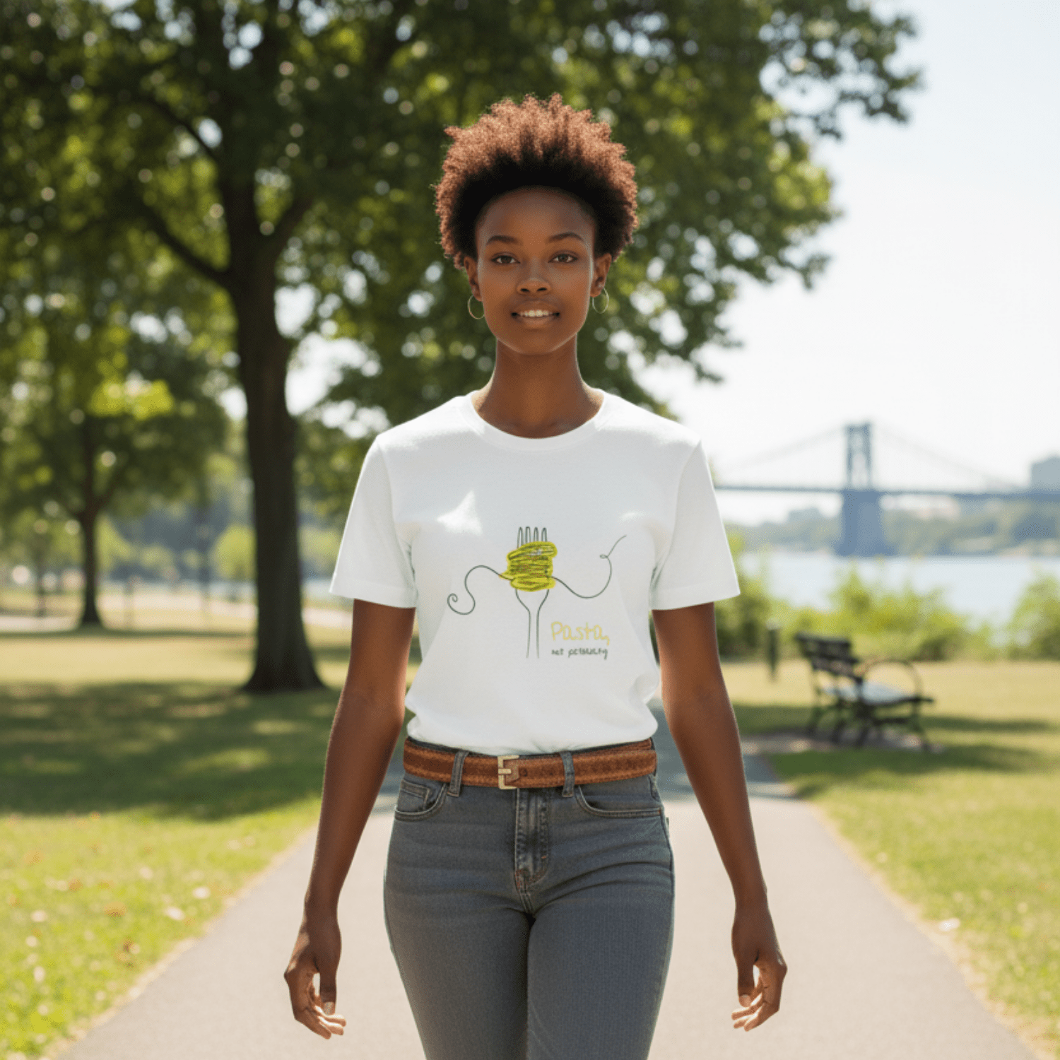 No Shit Shirts - Casual T-Shirt (Frontprint Large): Pasta, not patriarchy - Casual T-Shirts - basic