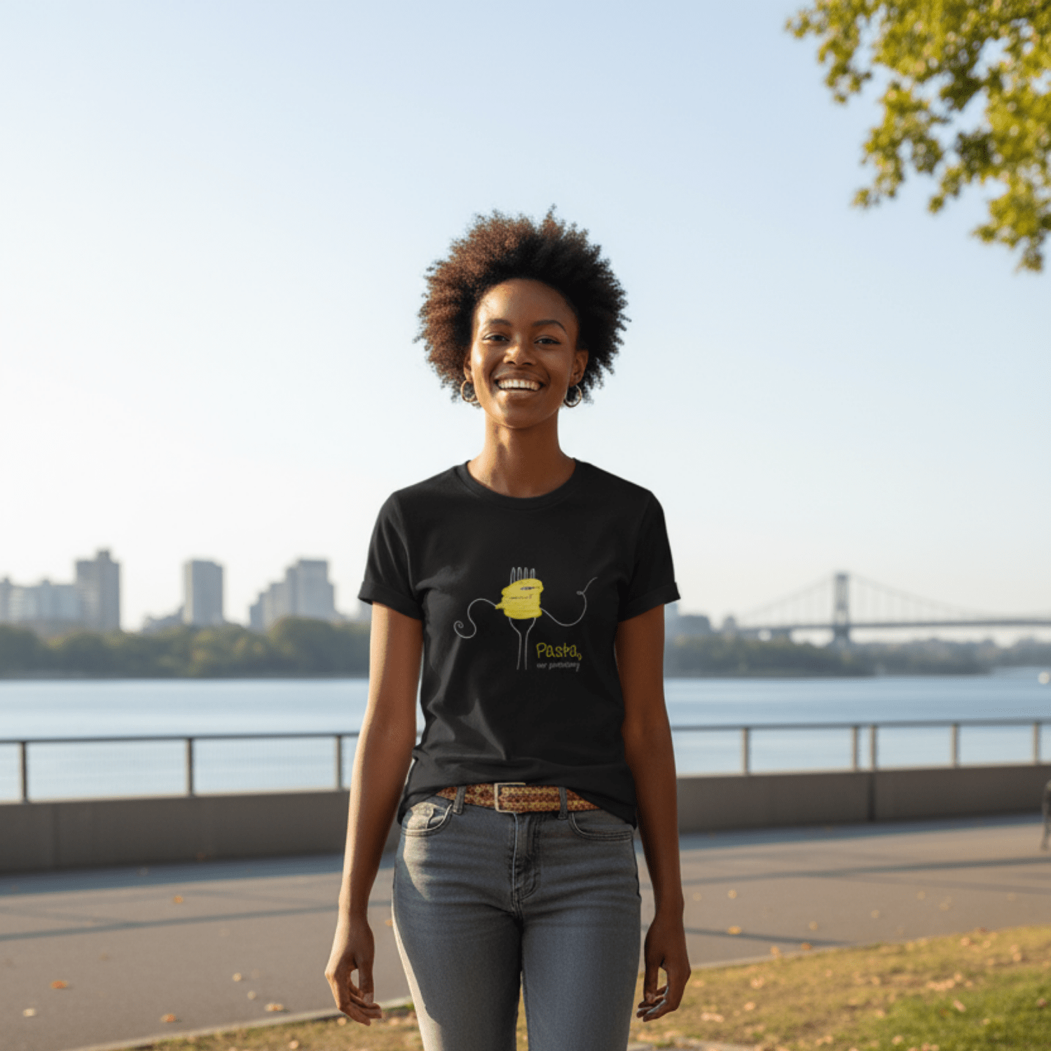 No Shit Shirts - Casual T-Shirt (Frontprint Large): Pasta, not patriarchy - Casual T-Shirts - basic