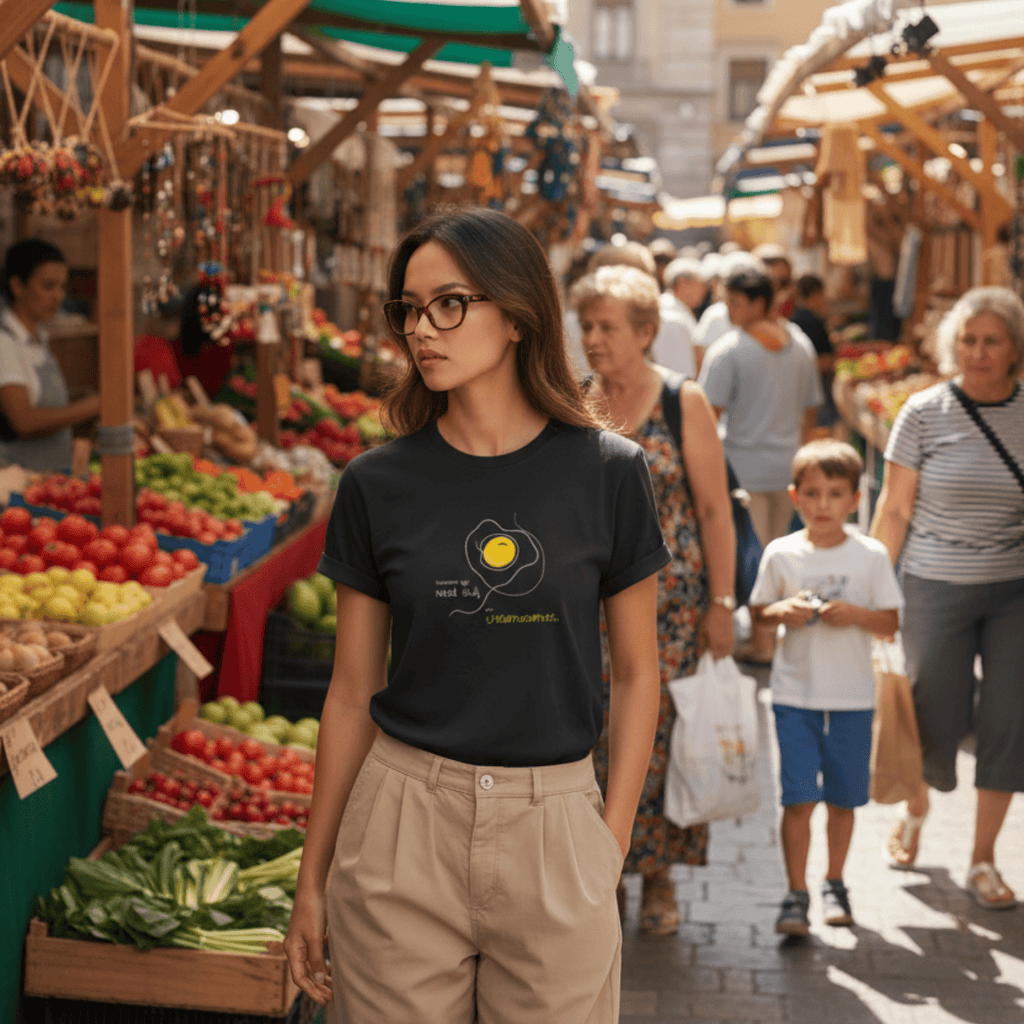 No Shit Shirts - Casual T-Shirt (Frontprint Large): Scrambled eggs need skill, not chromosomes. - Casual T-Shirts - basic