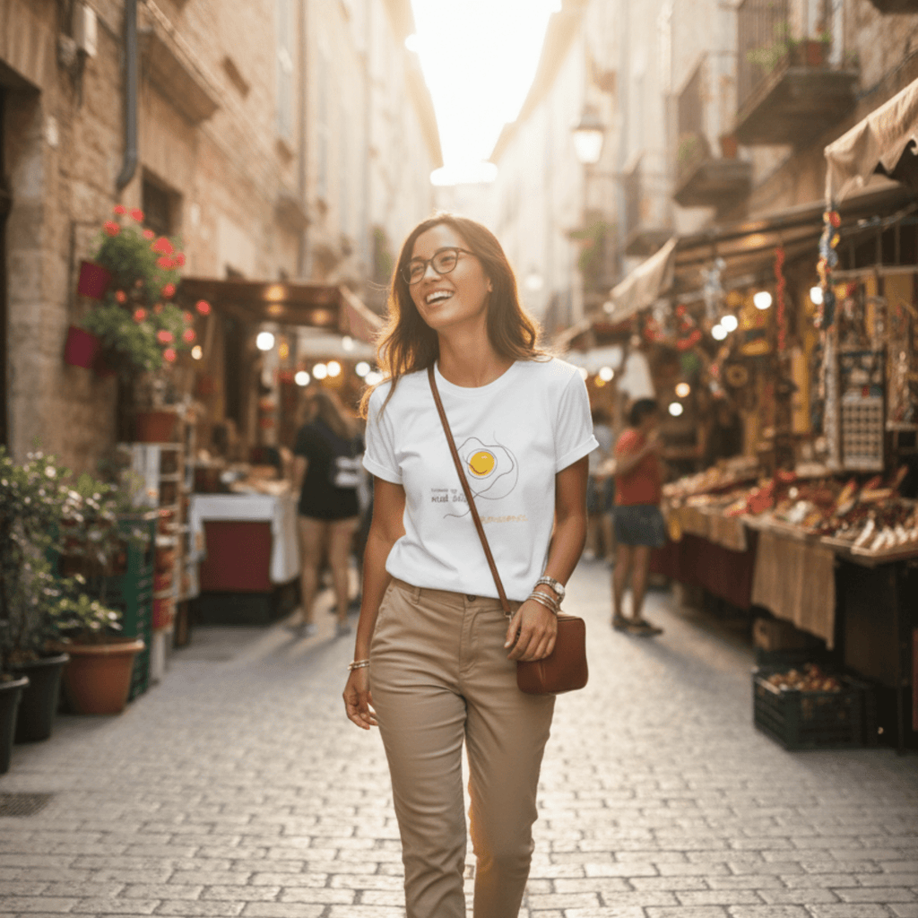 No Shit Shirts - Casual T-Shirt (Frontprint Large): Scrambled eggs need skill, not chromosomes. - Casual T-Shirts - basic