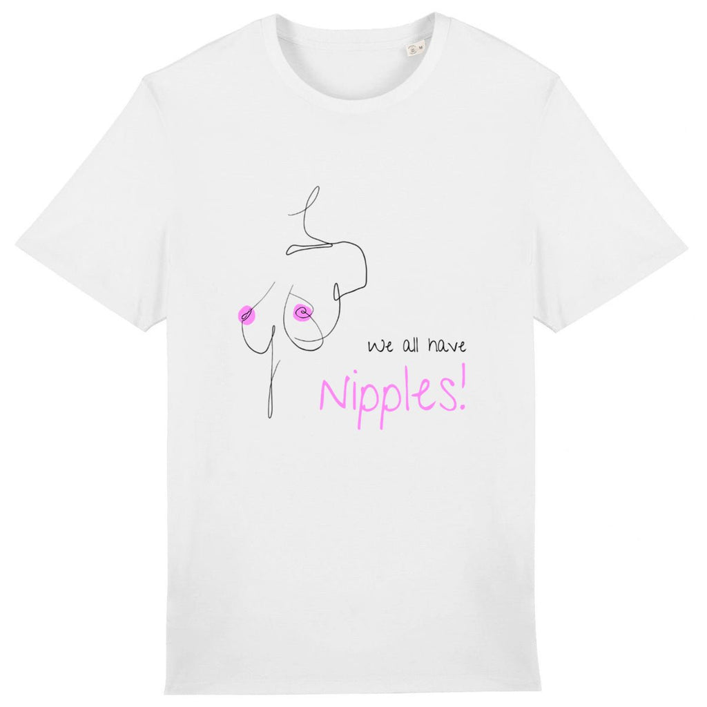 No Shit Shirts - Casual T-Shirt (Frontprint Large): We all have nipples! - Body & Autonomy & Sexism - basic