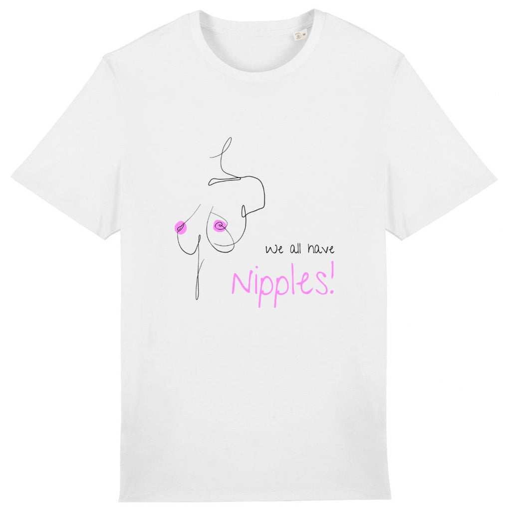 No Shit Shirts - Casual T-Shirt (Frontprint Large): We all have nipples! - Body & Autonomy & Sexism - basic