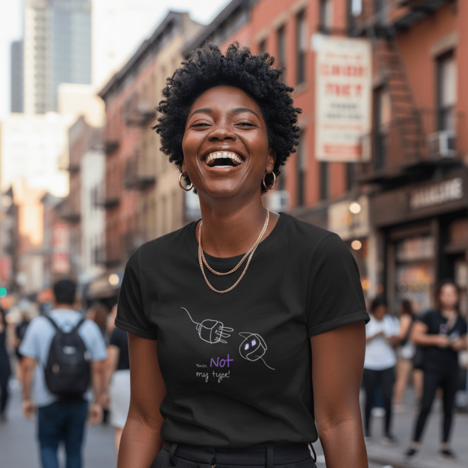 No Shit Shirts - Casual T-Shirt (Frontprint Large): Your not my type - Body & Autonomy & Sexism - basic