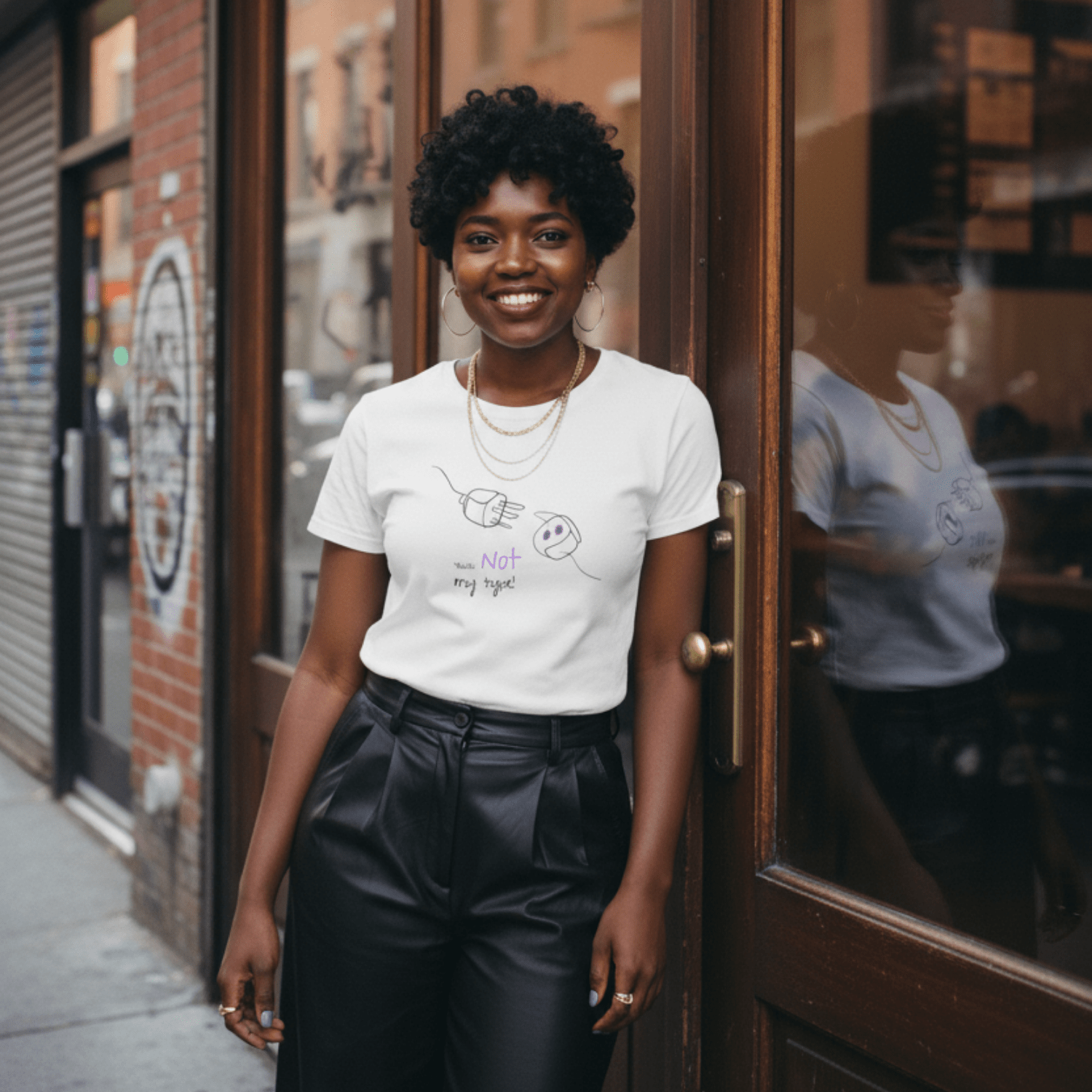 No Shit Shirts - Casual T-Shirt (Frontprint Large): Your not my type - Body & Autonomy & Sexism - basic