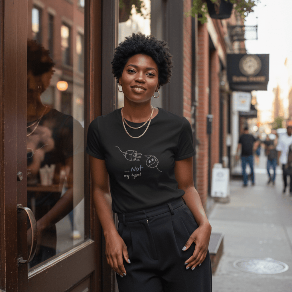 No Shit Shirts - Casual T-Shirt (Frontprint Large): Your not my type - Body & Autonomy & Sexism - basic