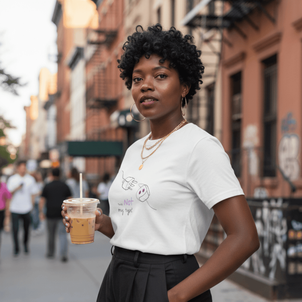 No Shit Shirts - Casual T-Shirt (Frontprint Large): Your not my type - Body & Autonomy & Sexism - basic