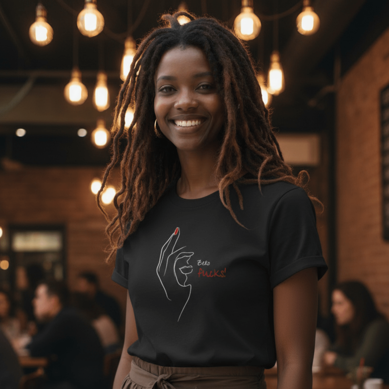 No Shit Shirts - Casual T-Shirt (Frontprint Large): Zero Fucks - Casual T-Shirts - basic