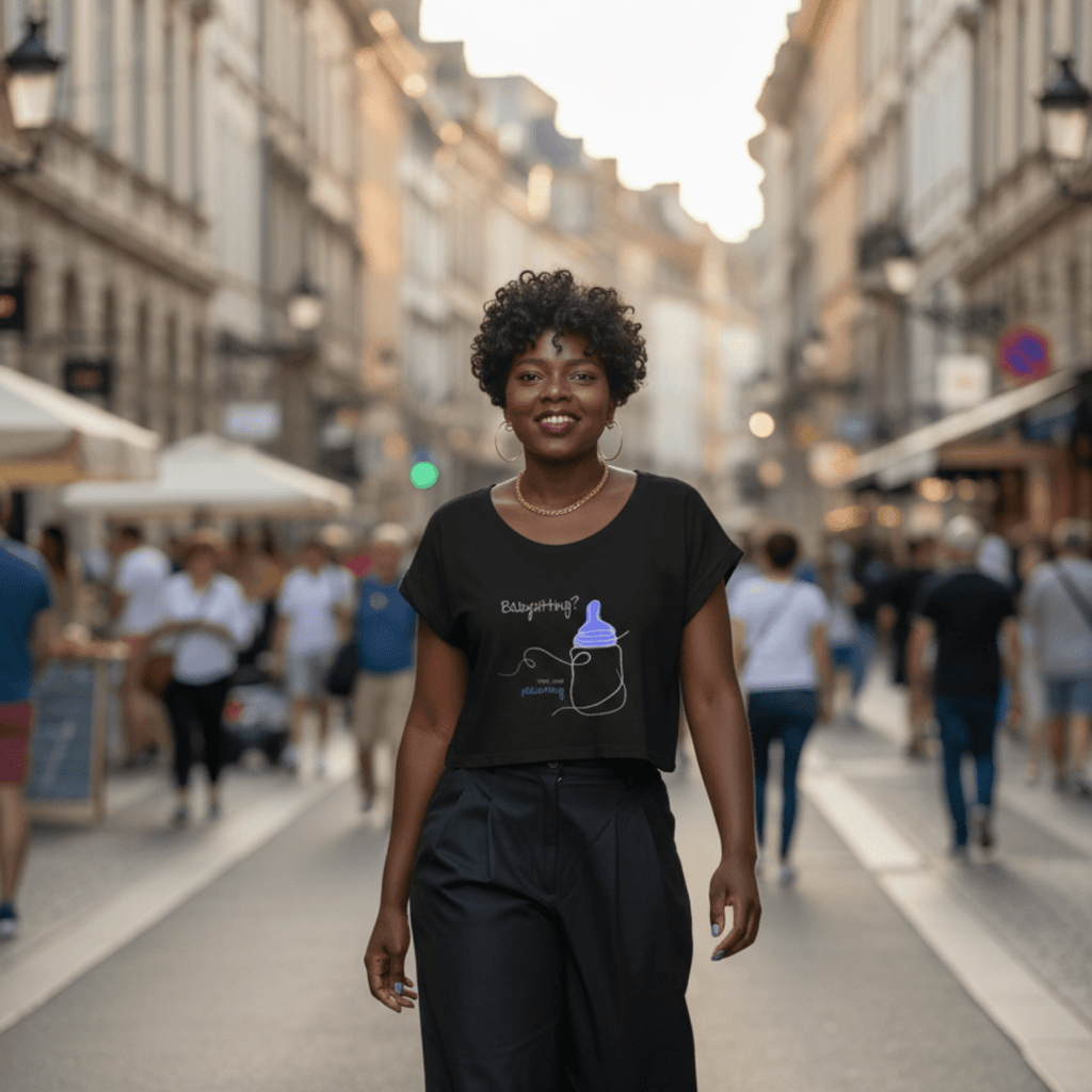 No Shit Shirts - Crop Shirt (Frontprint Large): Babysitting? That’s called parenting! - Crop Shirts - basic