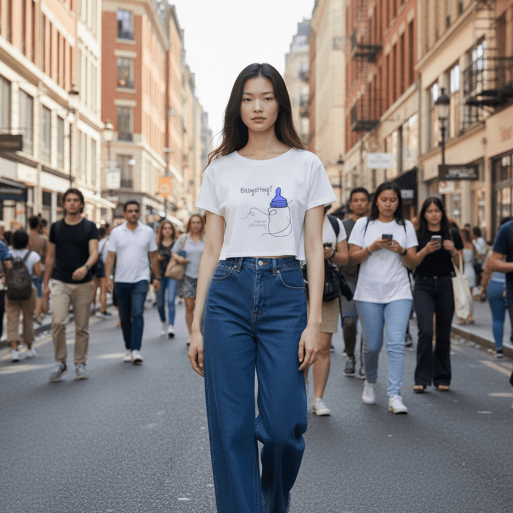 No Shit Shirts - Crop Shirt (Frontprint Large): Babysitting? That’s called parenting! - Crop Shirts - basic